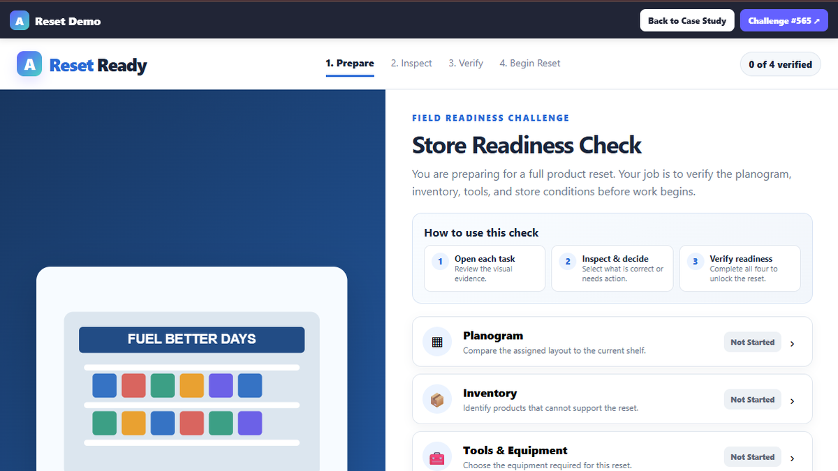 Reset Ready responsive field readiness simulation interface